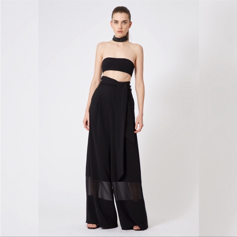 AQ AQ Women's Black Gabby Trouser High Waisted Wide Leg Pants 2 Long